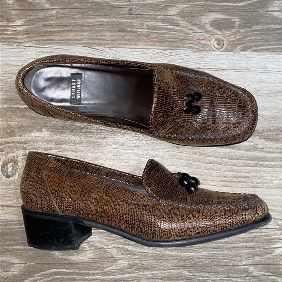 Stuart Weitzman Snakeprint Leather Loafers - Picture 3 of 15